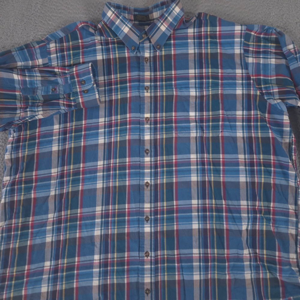 Viyella Shirt Men 3X Blue Plaid Cotton Wool Blend Button Down Long Sleeve Canada